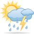 Rain showers in the morning and evening, thunderstorms in the afternoon. Temperature 23/34 °C, but a feels-like temperature of up to 39 °C.